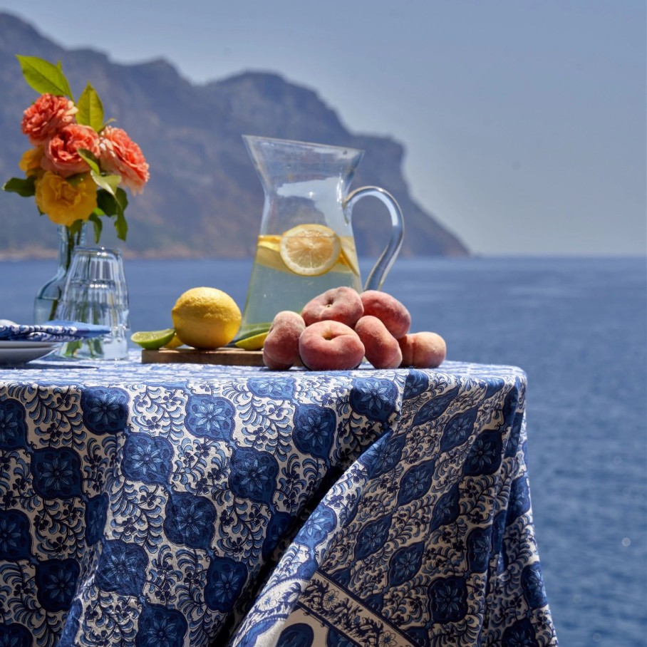 French Tablecloths * | French Tablecloth Azulejo Blue