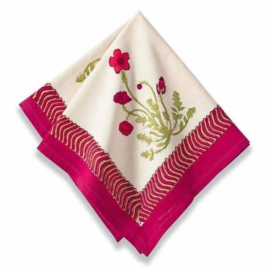 Napkins * | Poppies Napkins, Set Of 6