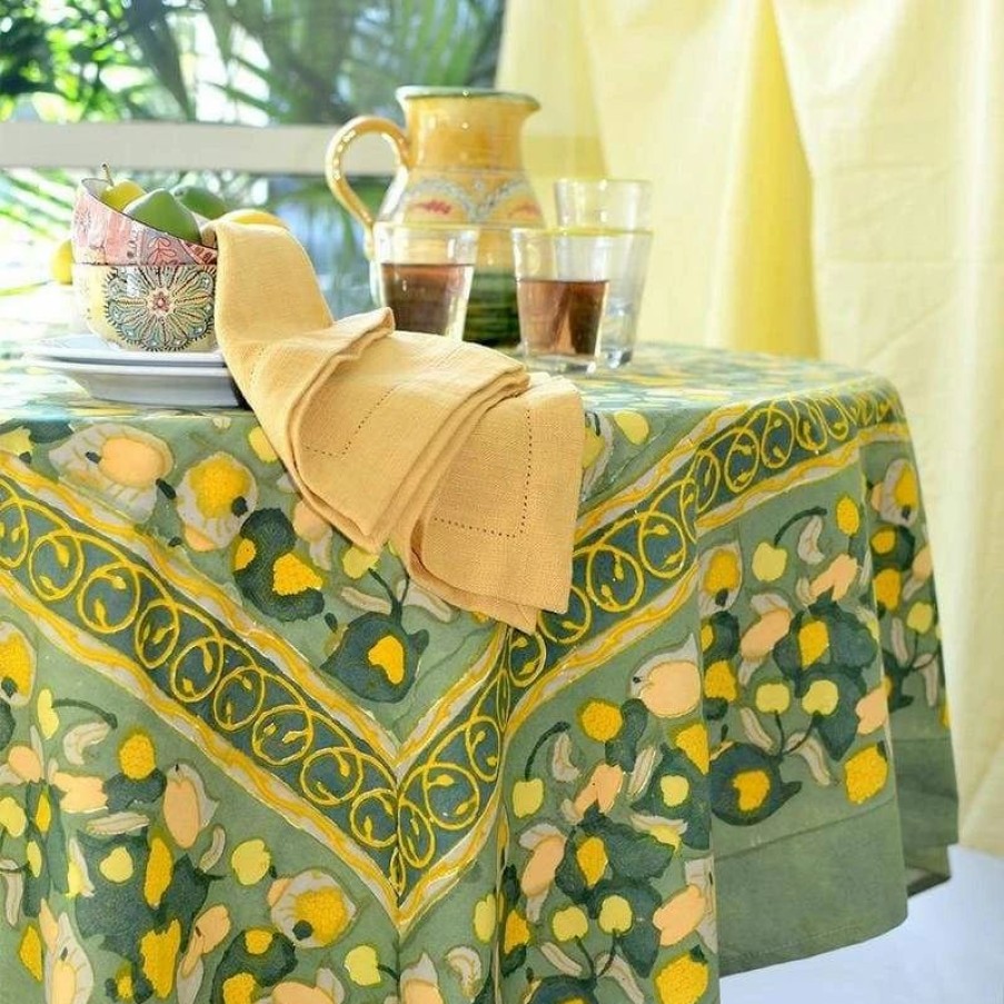 French Tablecloths * | French Tablecloth Fruit Yellow & Green