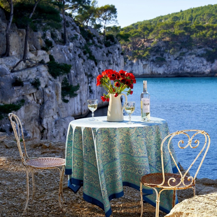 French Tablecloths * | French Tablecloth La Mer Aqua