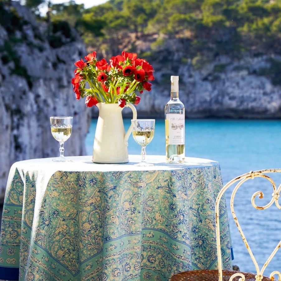 French Tablecloths * | French Tablecloth La Mer Aqua