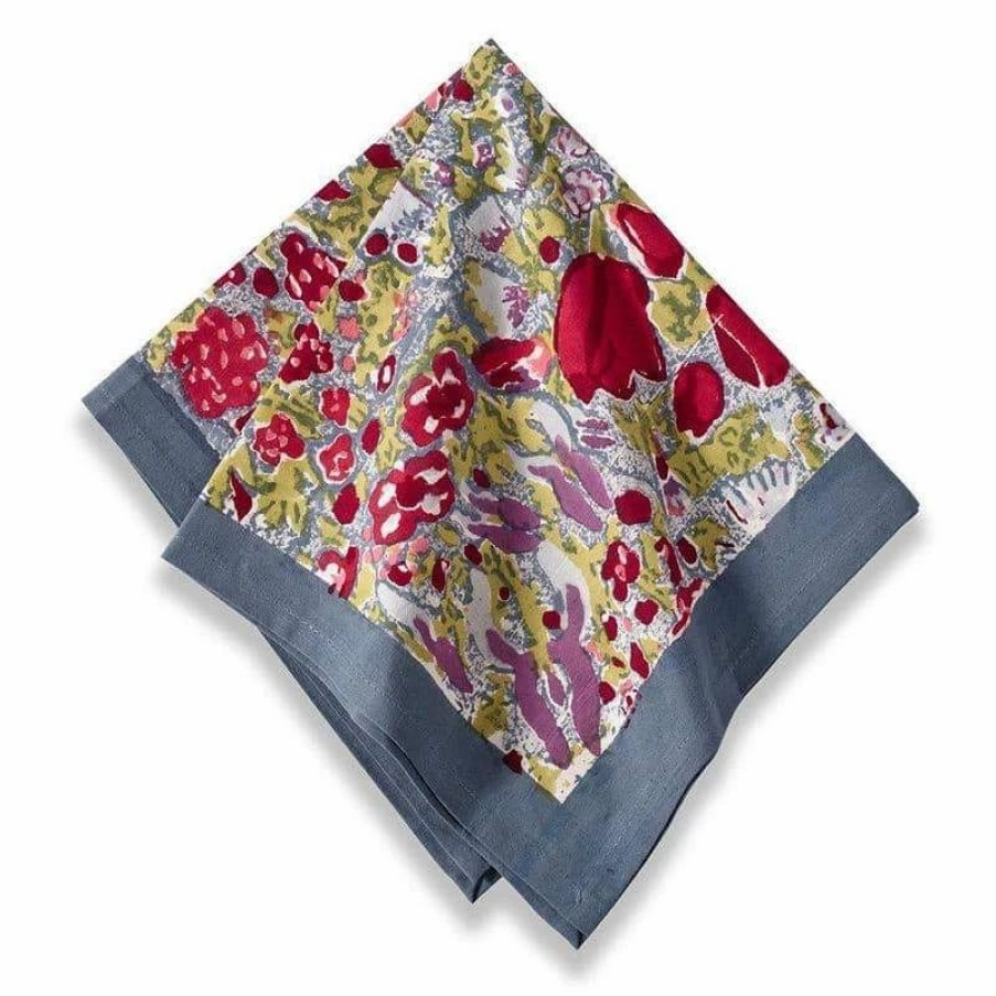 Napkins * | Jardin Napkins Red & Grey, Set Of 6