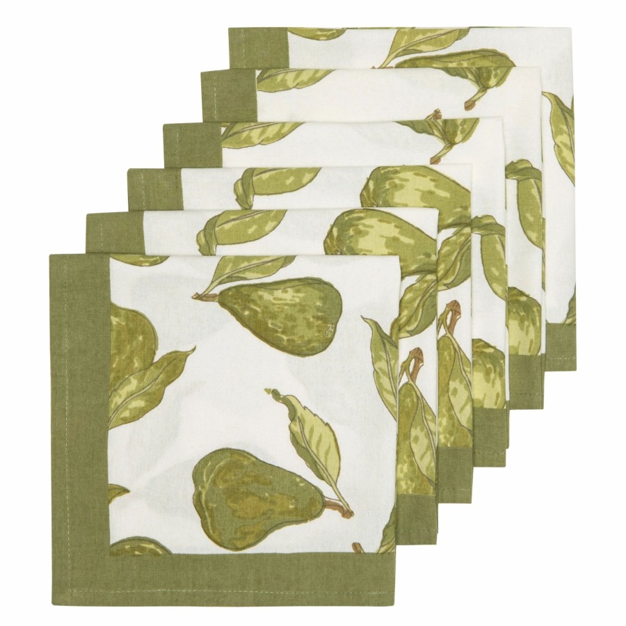 Napkins * | Orchard Pear Napkins Green, Set Of 6