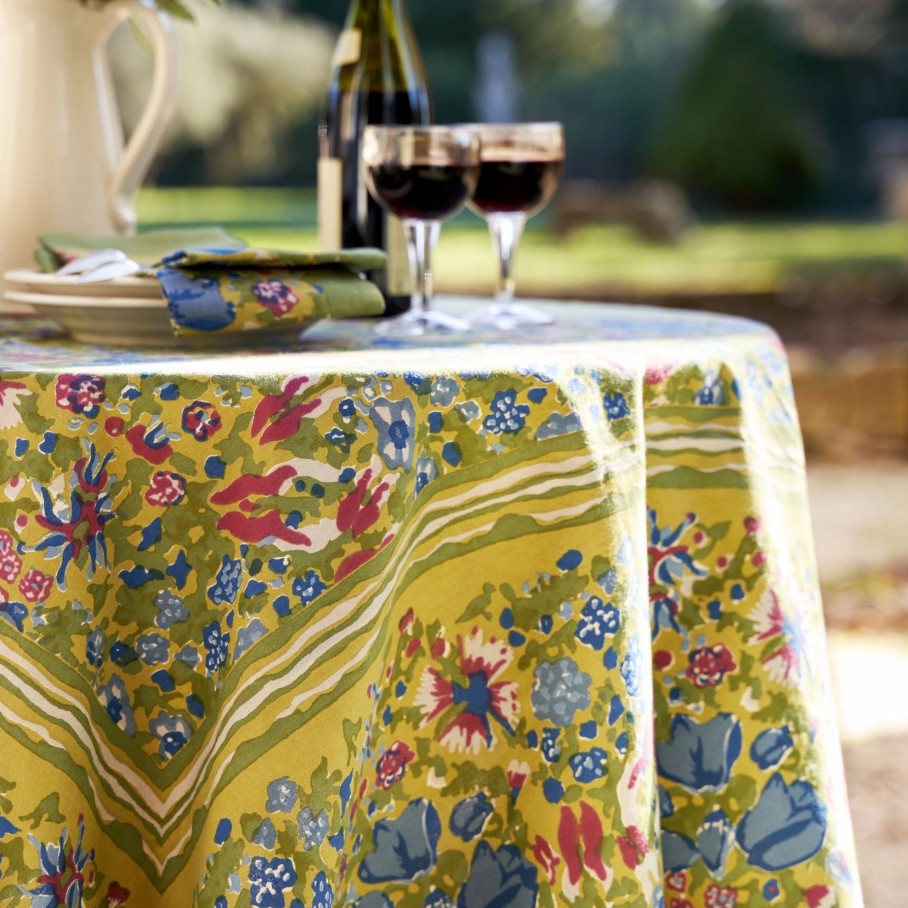 French Tablecloths * | French Tablecloth Jardin Blue & Vert