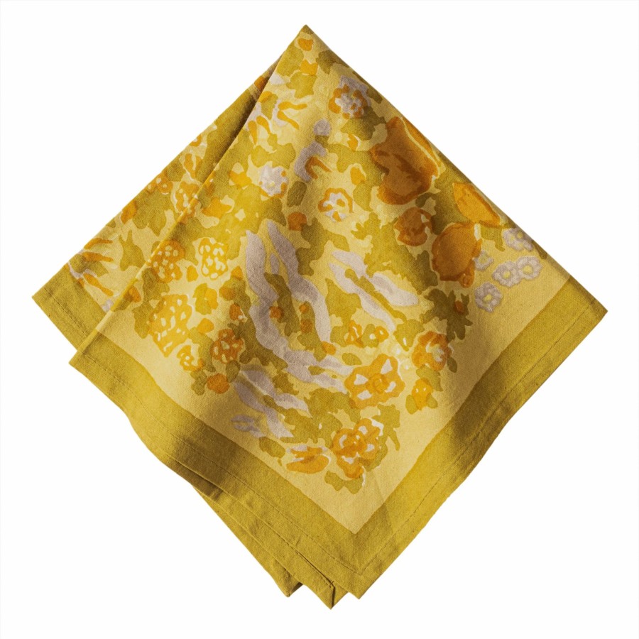 Napkins * | Jardin Napkins Mustard & Grey, Set Of 6