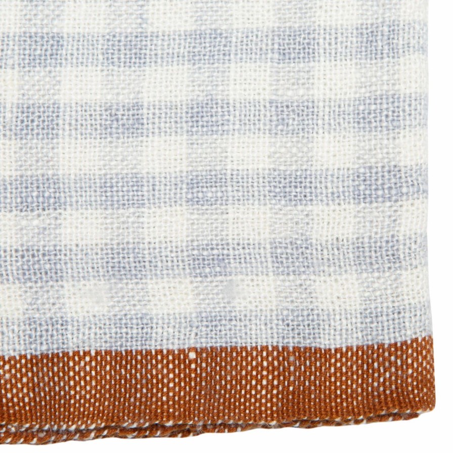 Towels * | Two-Tone Gingham Kitchen Towels Blue & Cognac, Set Of 2