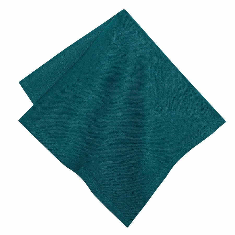 Napkins * | Palma Handwoven Linen Teal Blue Napkins 20 20 Set Of 4