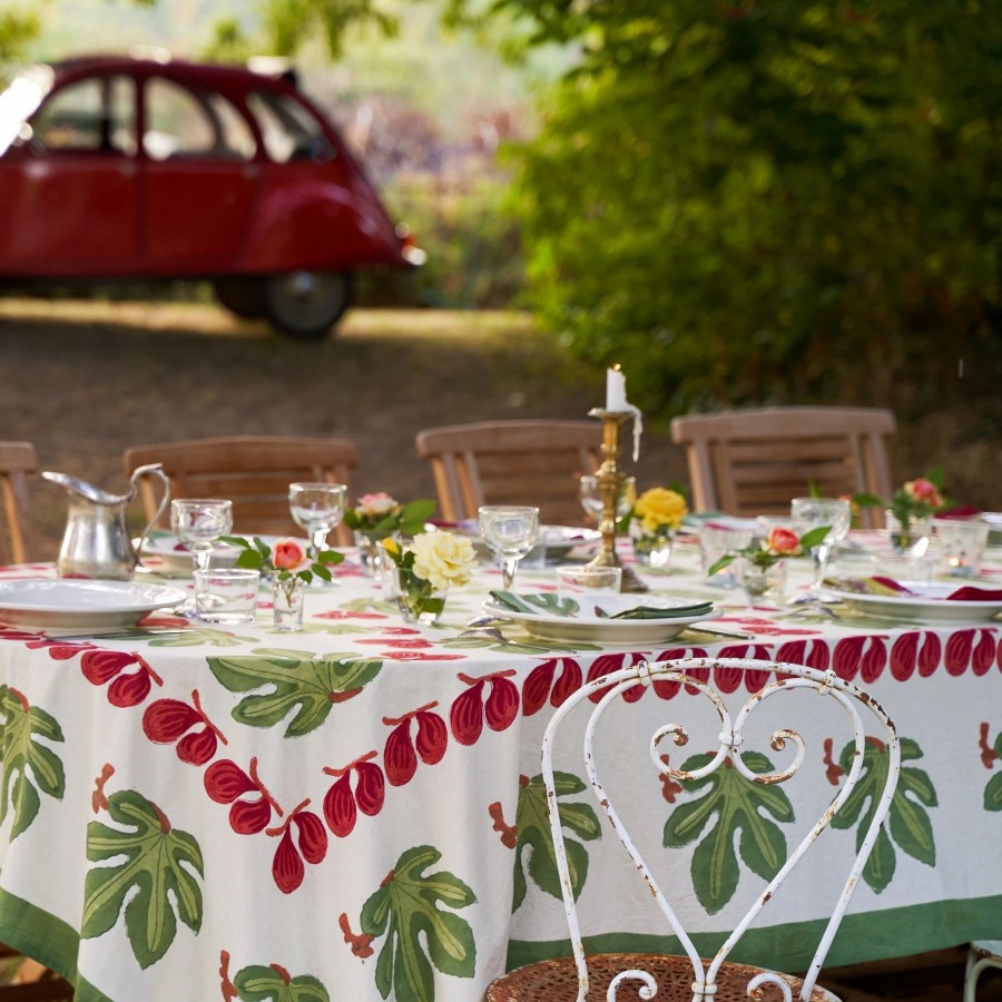 French Tablecloths * | French Tablecloth Fig Red & Green