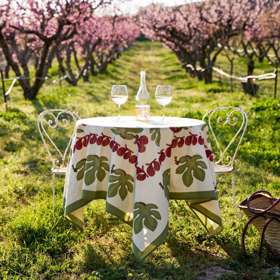 French Tablecloths * | French Tablecloth Fig Red & Green