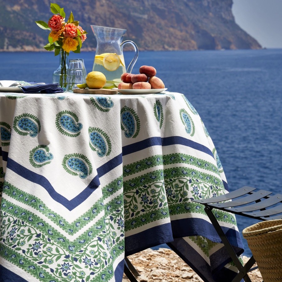 French Tablecloths * | French Tablecloth Cassis Blue & Green