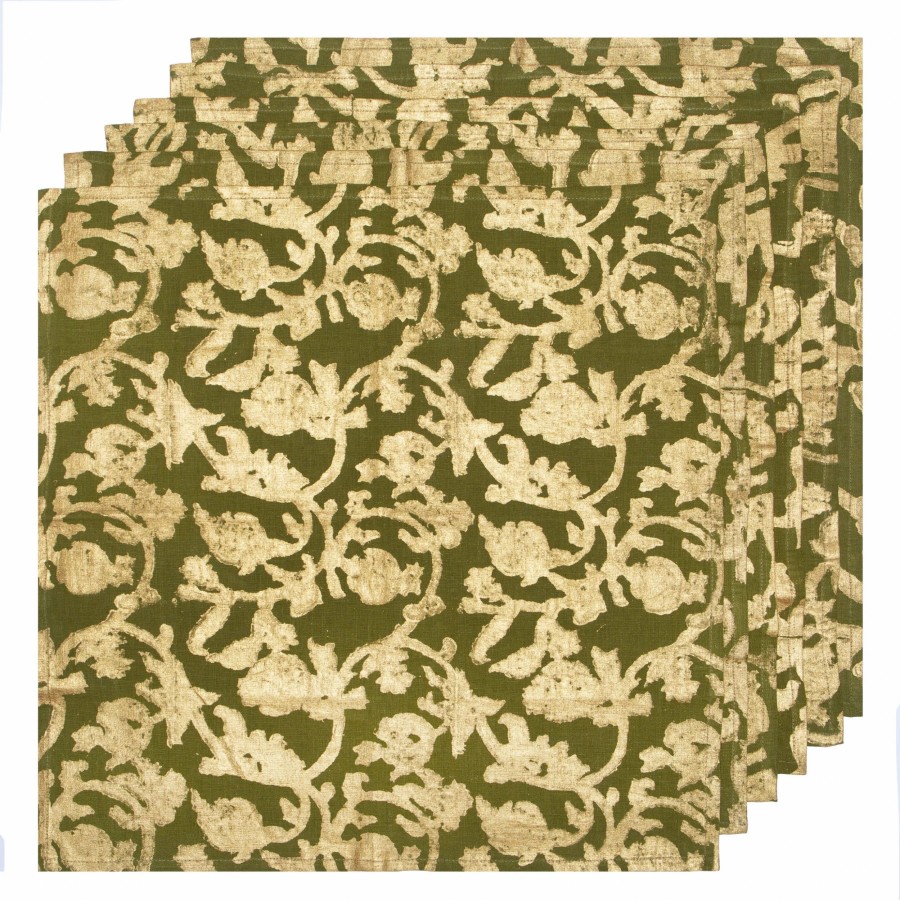 Napkins * | Saint-Remy D'Or Et Vert Napkins Set Of 6