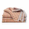 Napkins * | Two-Tone Gingham Napkins Cognac & Blue, Set Of 4