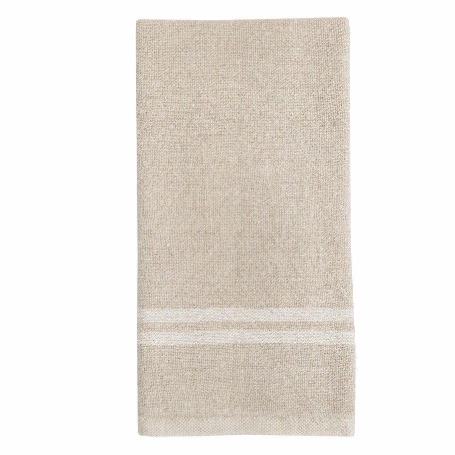 Towels * | Vintage Linen Kitchen Towels Natural & Ivory, Set Of 2