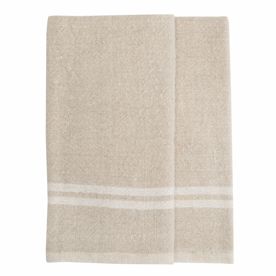 Towels * | Vintage Linen Kitchen Towels Natural & Ivory, Set Of 2