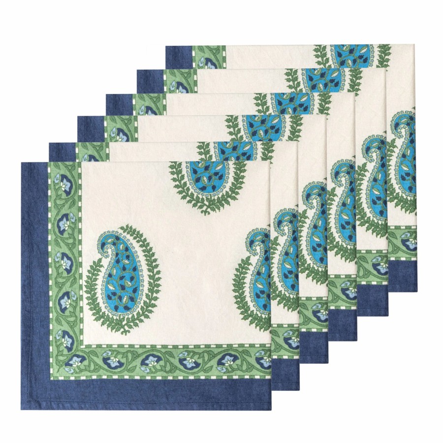 Napkins * | Cassis Blue & Green Napkins, Set Of 6