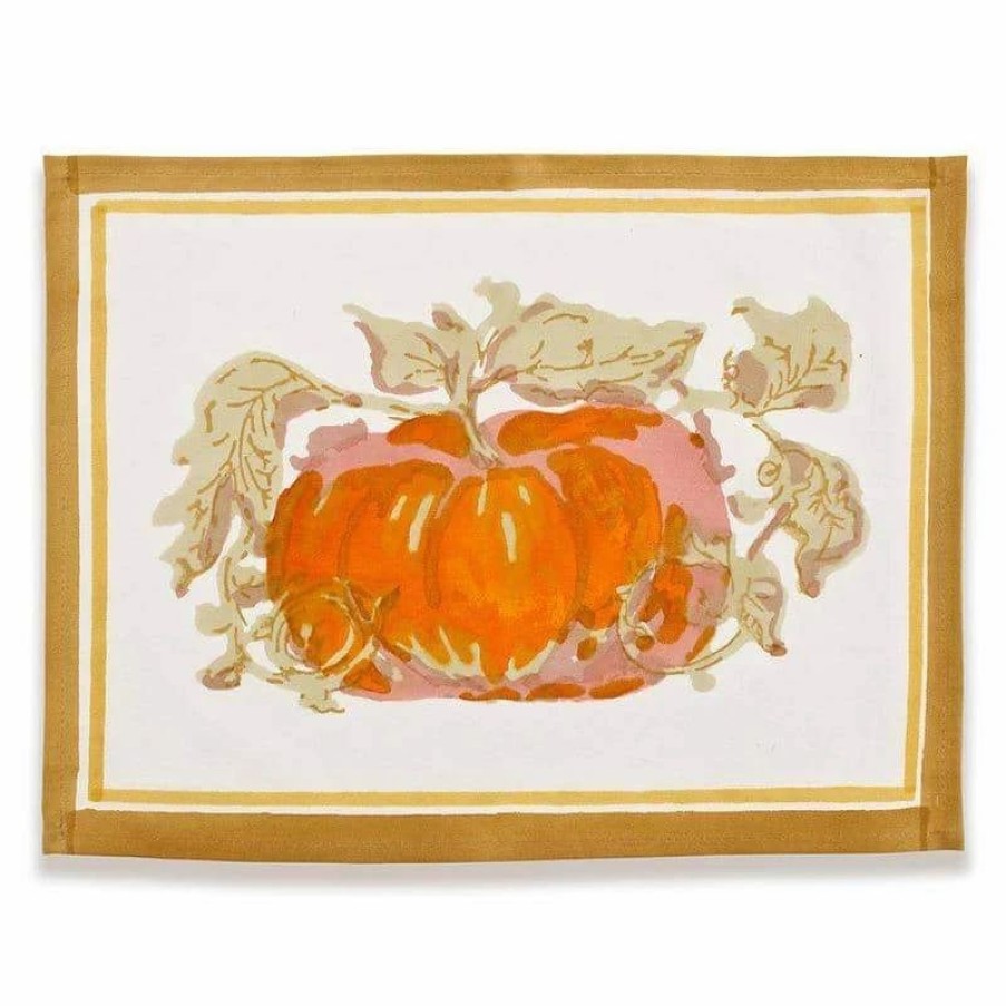 Placemats * | Pumpkin Placemats Orange & Mustard, Set Of 6