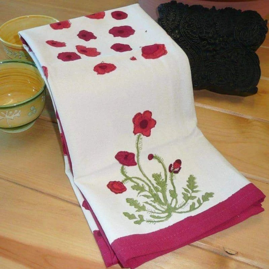 Towels * | Poppies Tea Towels, Set Of 3