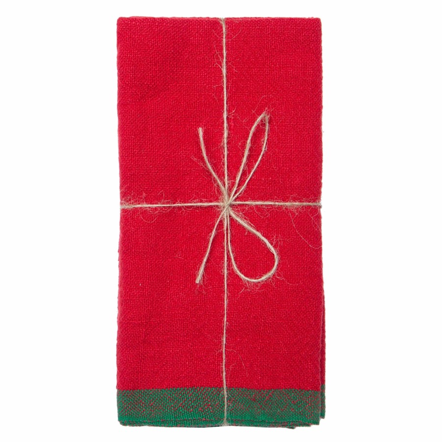 Napkins * | Color Block Red & Green Napkins 20 20 Set Of 4