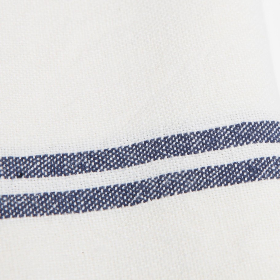 Towels * | Vintage Linen Kitchen Towels Ivory & Navy, Set Of 2