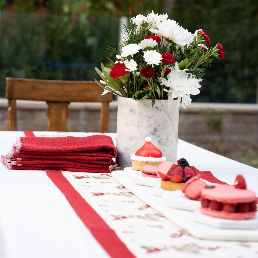 Napkins * | Chunky Linen Red Napkins, Set Of 4