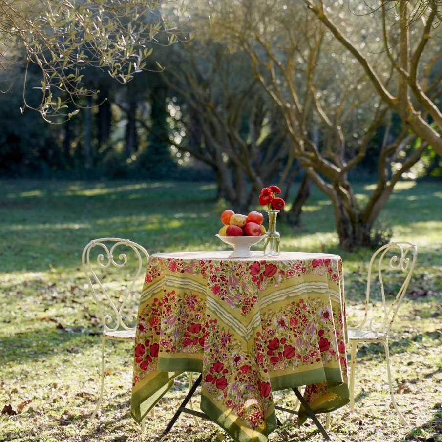 French Tablecloths * | French Tablecloth Jardin Red & Green