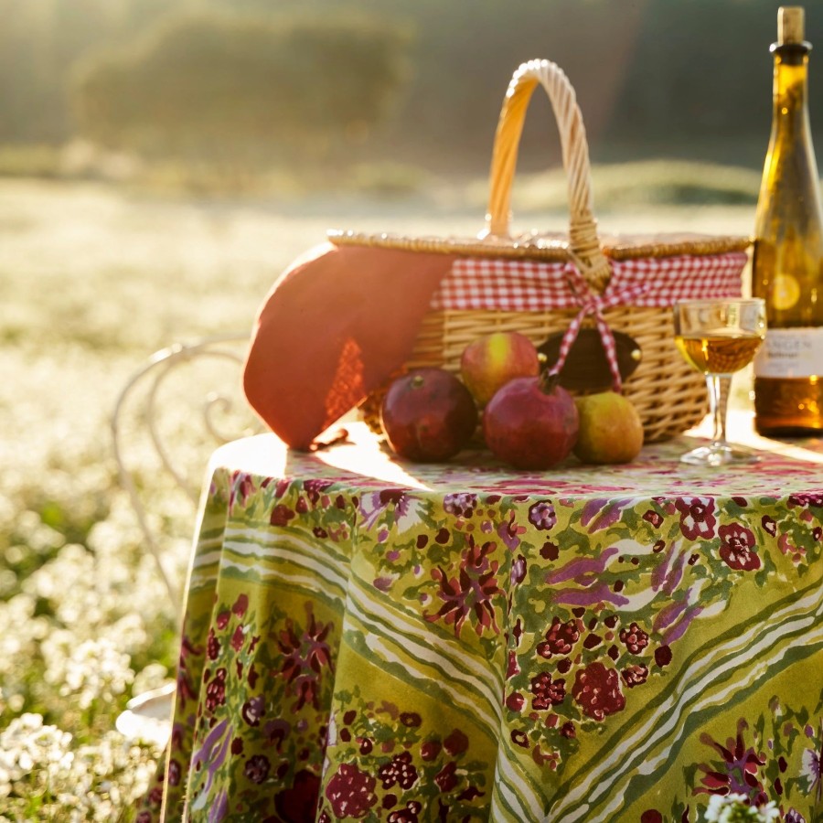 French Tablecloths * | French Tablecloth Jardin Red & Green