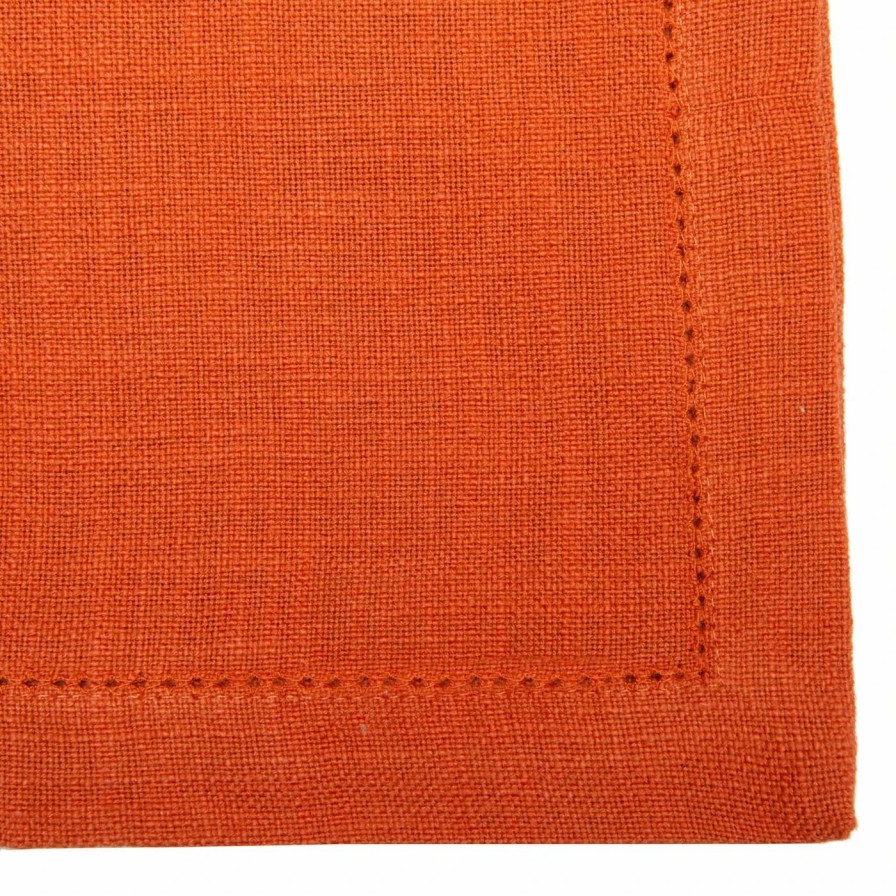 Napkins * | Hemstitch Napkins Burnt Orange, Set Of 6