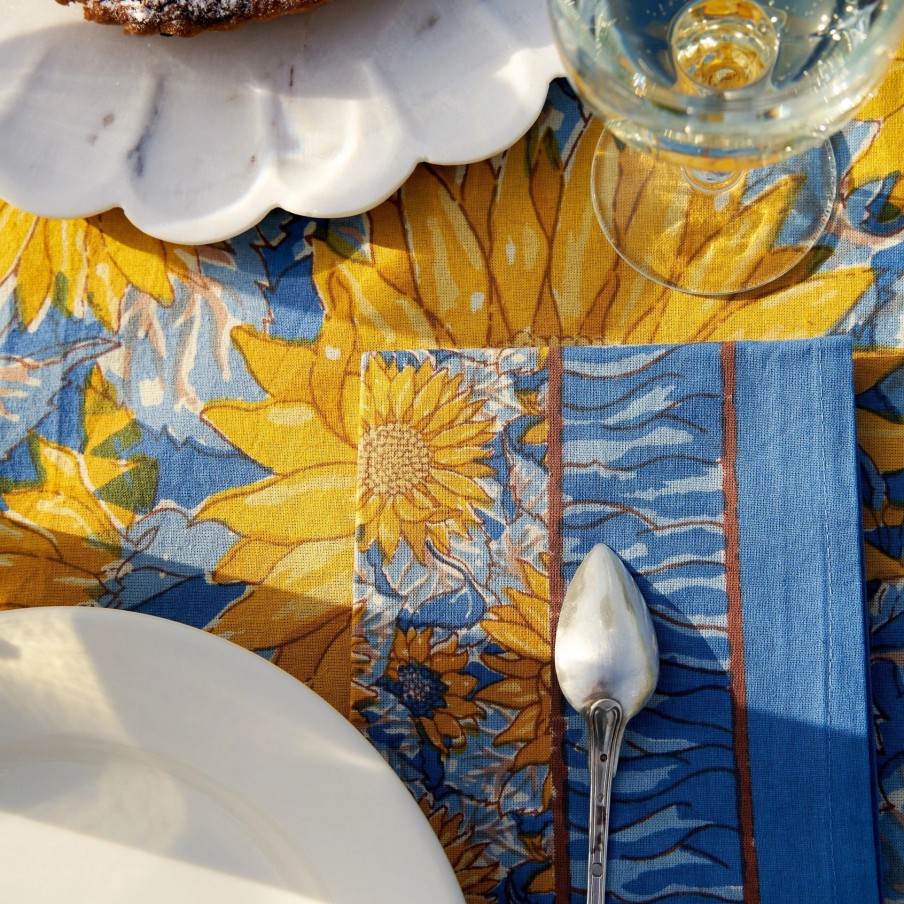 Napkins * | Sunflower Napkins Yellow & Blue, Set Of 6