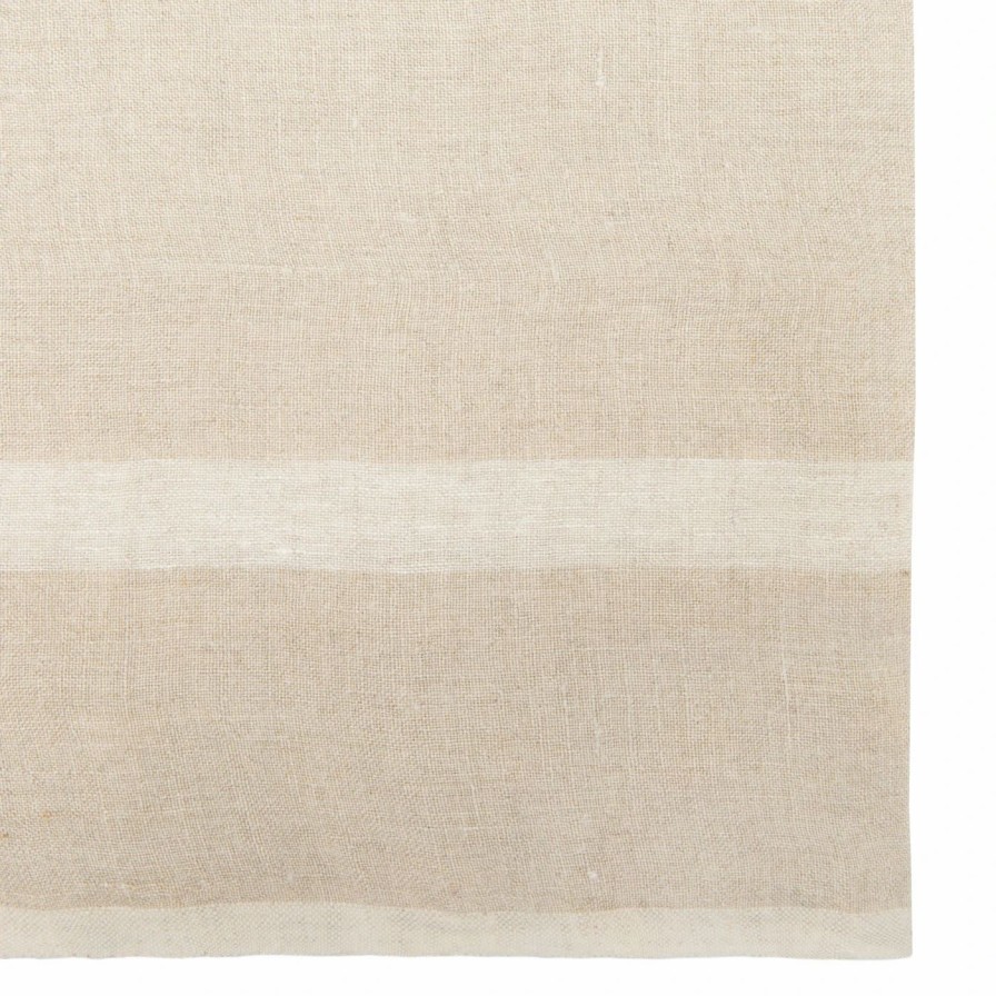 Napkins * | Laundered Linen Napkins Natural & White, Set Of 4