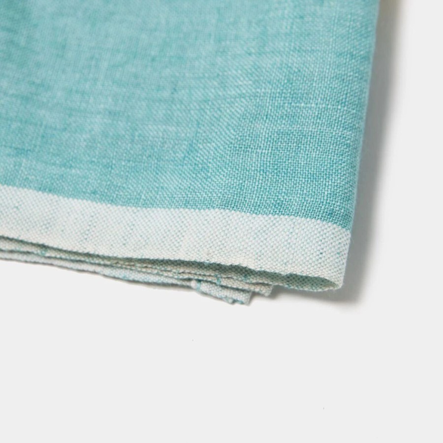 Towels * | Laundered Linen Kitchen Towels Aqua & Lime, Set Of 2