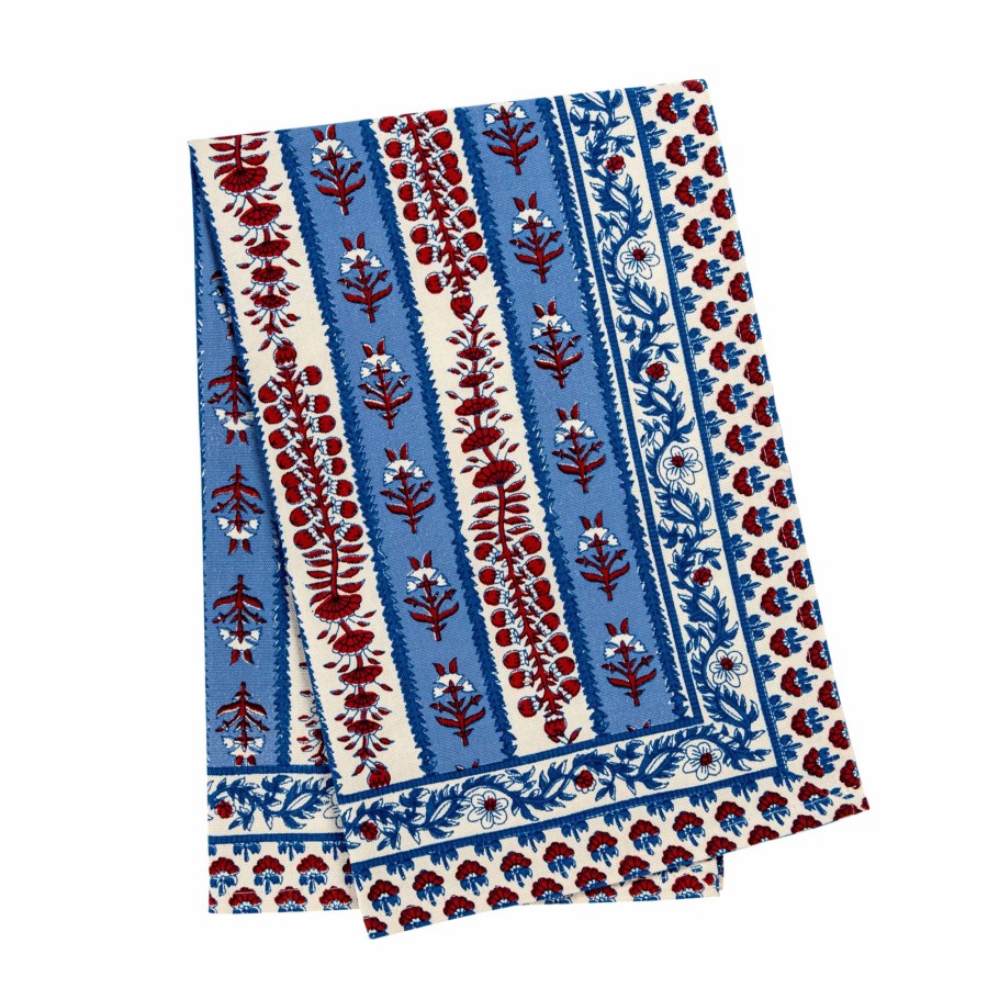 Towels * | Avignon Tea Towels Red & Blue, Set Of 3