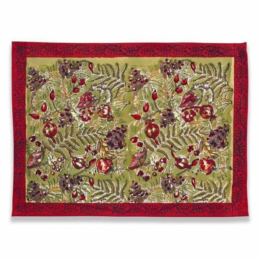 Placemats * | Winter Garden Wreath Placemats Red & Green, Set Of 6