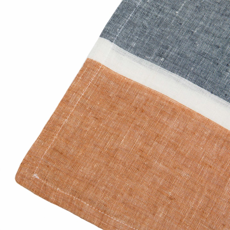 Napkins * | Bold Stripe Linen Rust Napkins Set Of 4