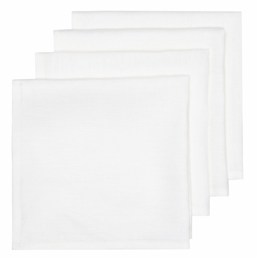 French Tablecloths * | Palma Handwoven Linen White Napkins 20 20 Set Of 4