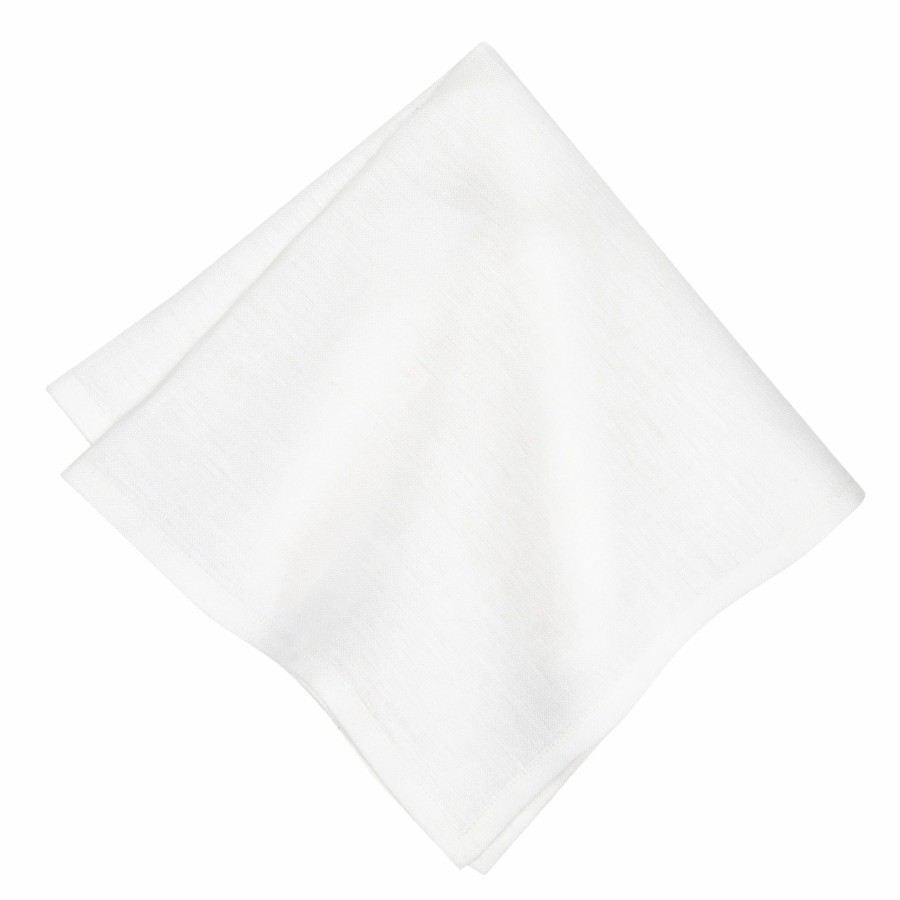 French Tablecloths * | Palma Handwoven Linen White Napkins 20 20 Set Of 4