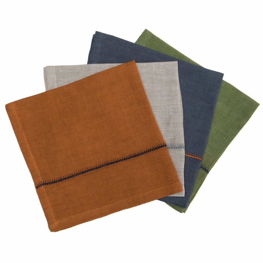 Napkins * | August Linen Stitch Multi Napkins, Set Of 4