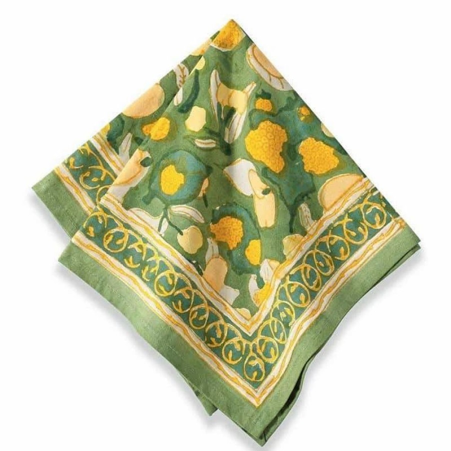 Napkins * | Fruit Napkins Yellow & Green, Set Of 6