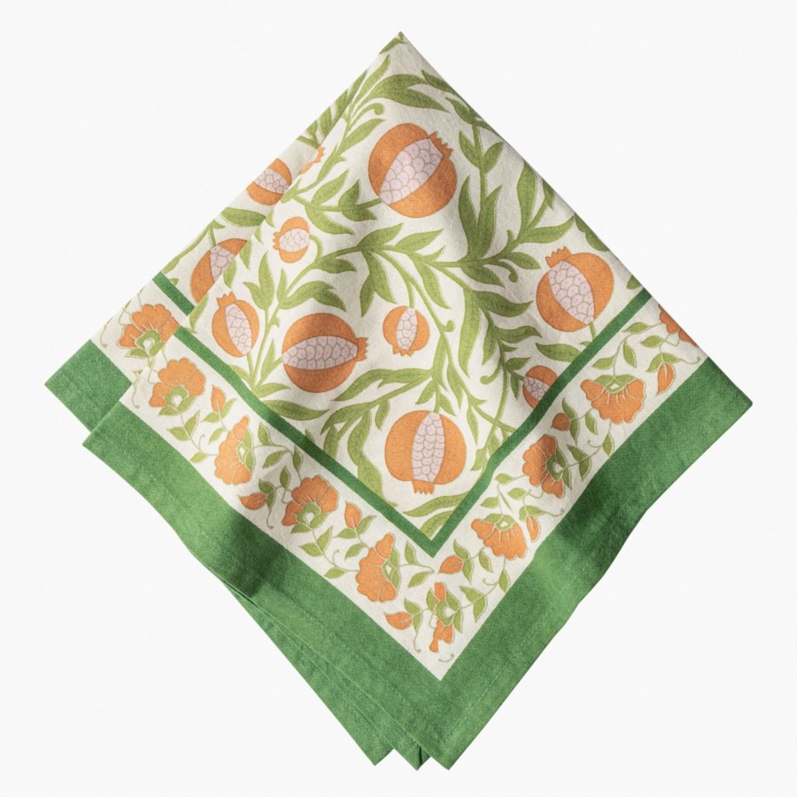 Napkins * | Grenadine Orange & Green Napkins, Set Of 6