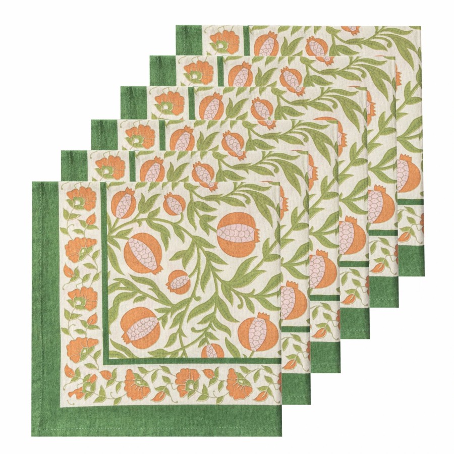 Napkins * | Grenadine Orange & Green Napkins, Set Of 6