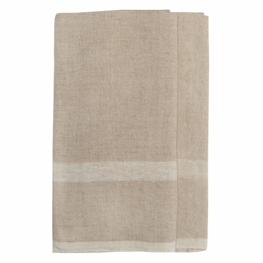 Towels * | Laundered Linen Kitchen Towels Natural & White, Set Of 2