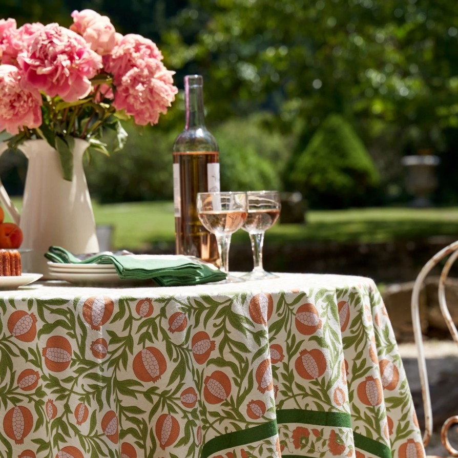 French Tablecloths * | French Tablecloth Grenadine Orange & Green