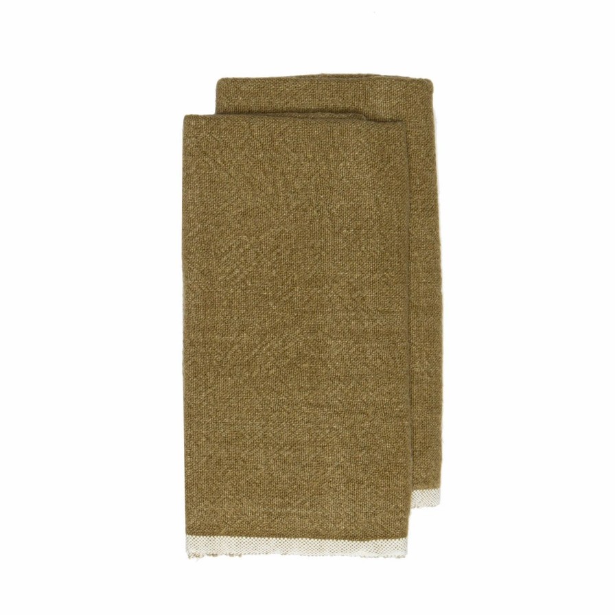 Towels * | Chunky Linen Forest Green Kitchen Towels, Set Of 2