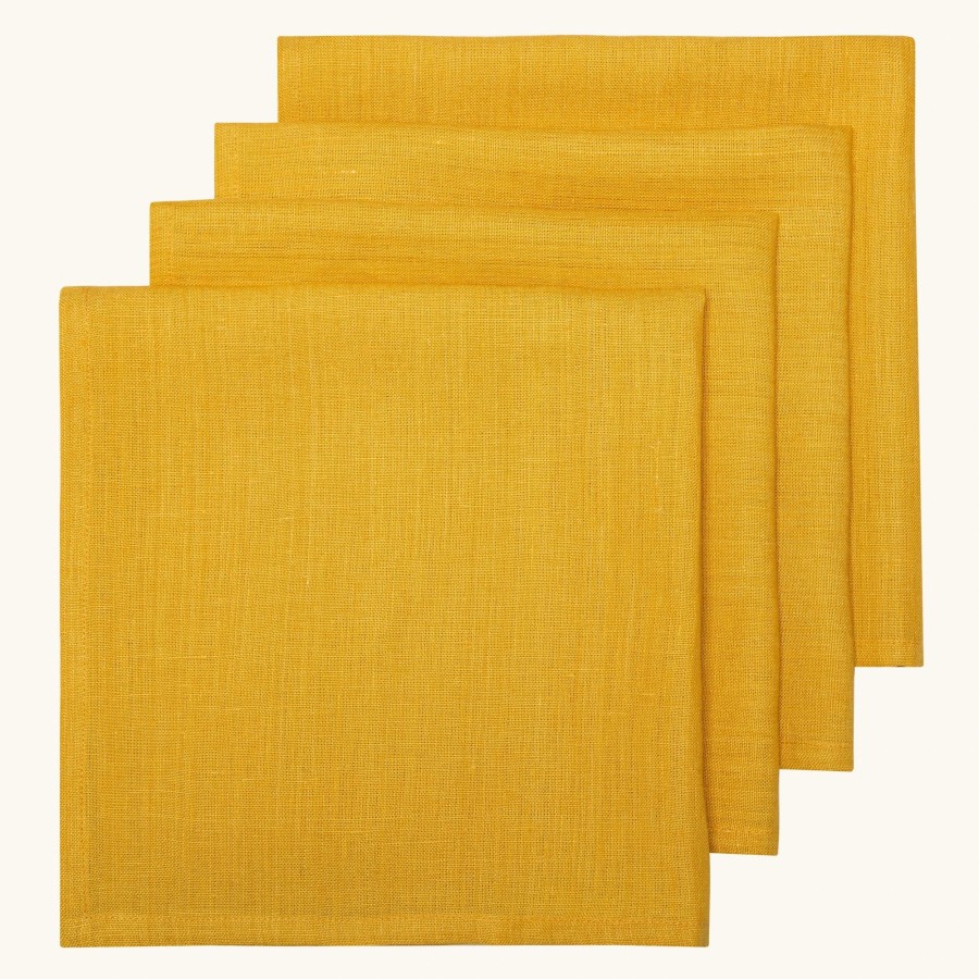 Napkins * | Palma Handwoven Linen Mustard Yellow Napkins 20 20 Set Of 4