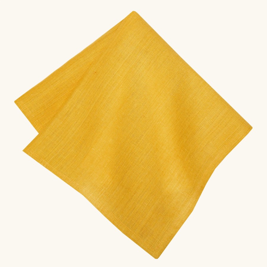 Napkins * | Palma Handwoven Linen Mustard Yellow Napkins 20 20 Set Of 4