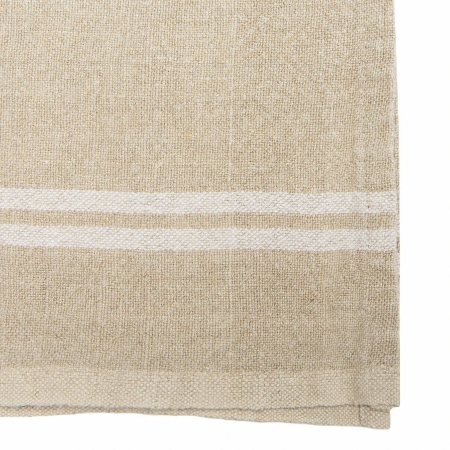 Napkins * | Vintage Linen Napkins Natural & Ivory, Set Of 4