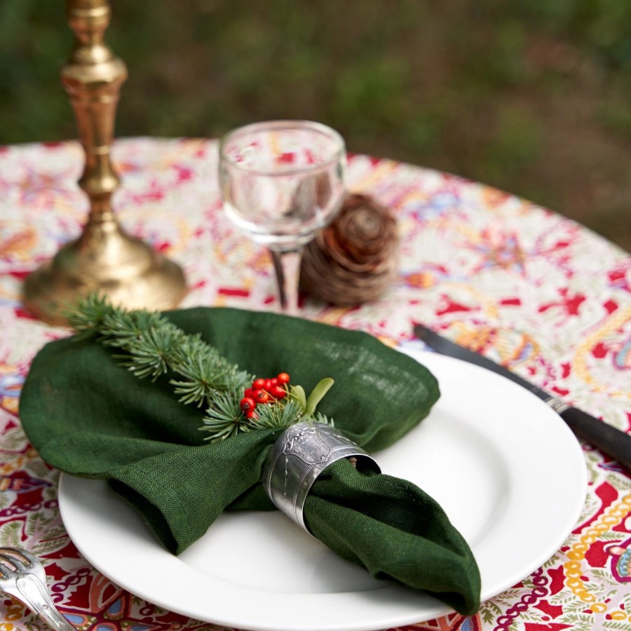 Napkins * | Palma Handwoven Linen Forest Green Napkins 20 20 Set Of 4