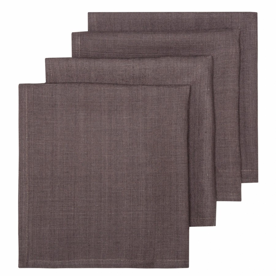 French Tablecloths * | Palma Handwoven Linen Steel Lavender Napkins 20 20 Set Of 4