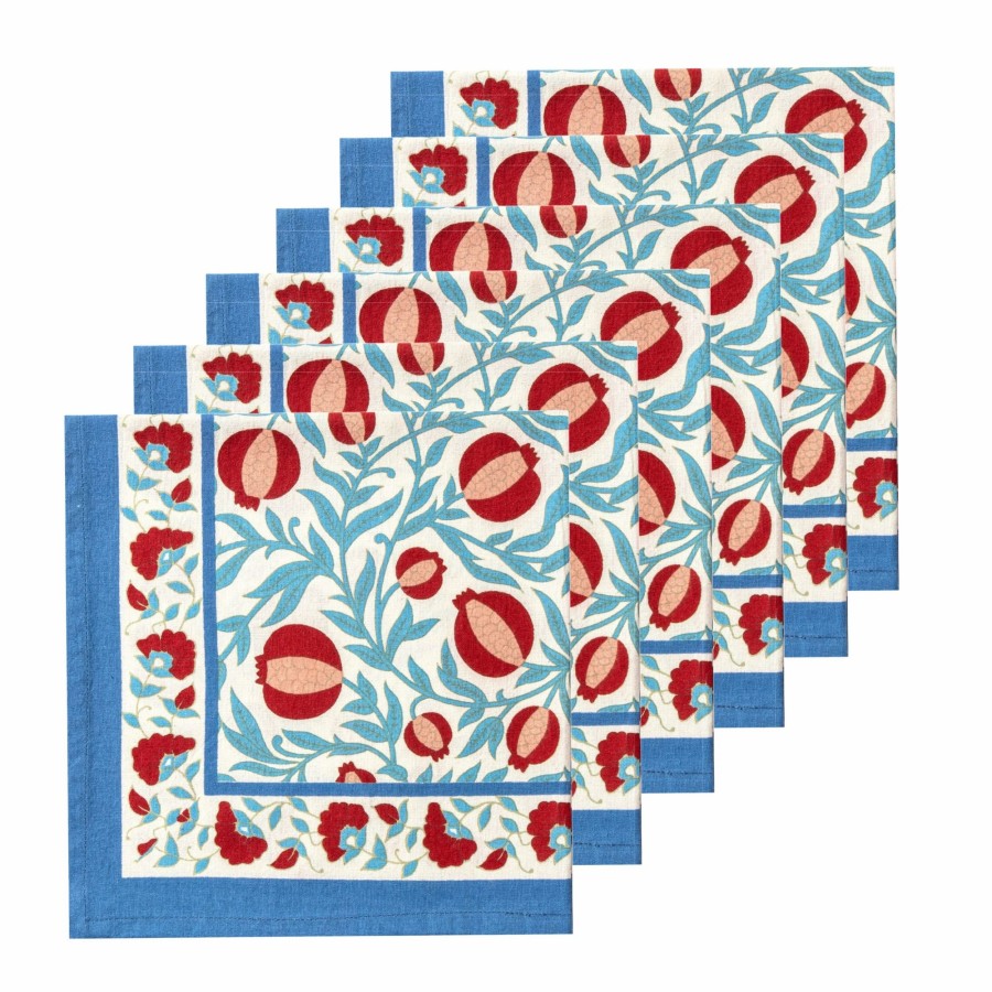 Napkins * | Grenadine Blue & Red Napkins, Set Of 6