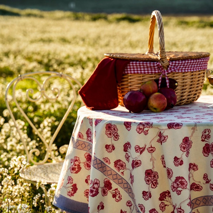 French Tablecloths * | French Tablecloth Cherry Blossom Cream & Blush