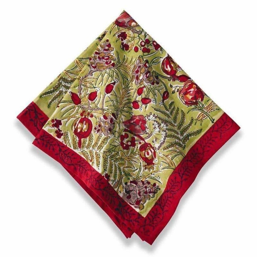 Napkins * | Winter Garden Wreath Napkins Red & Green, Set Of 6